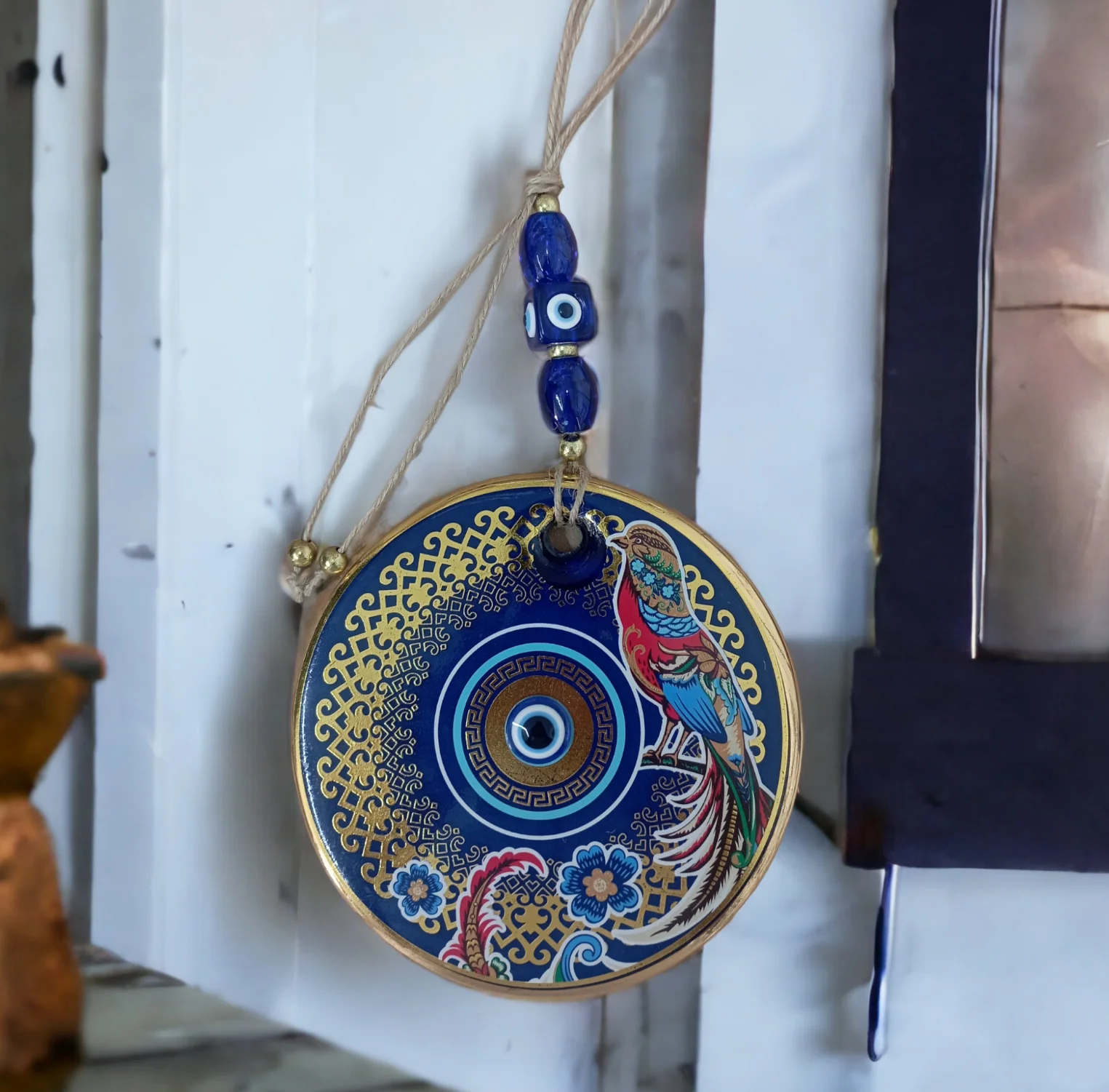 Позолоченная летящая птица цветок и сглаза украшение для стен из бисера