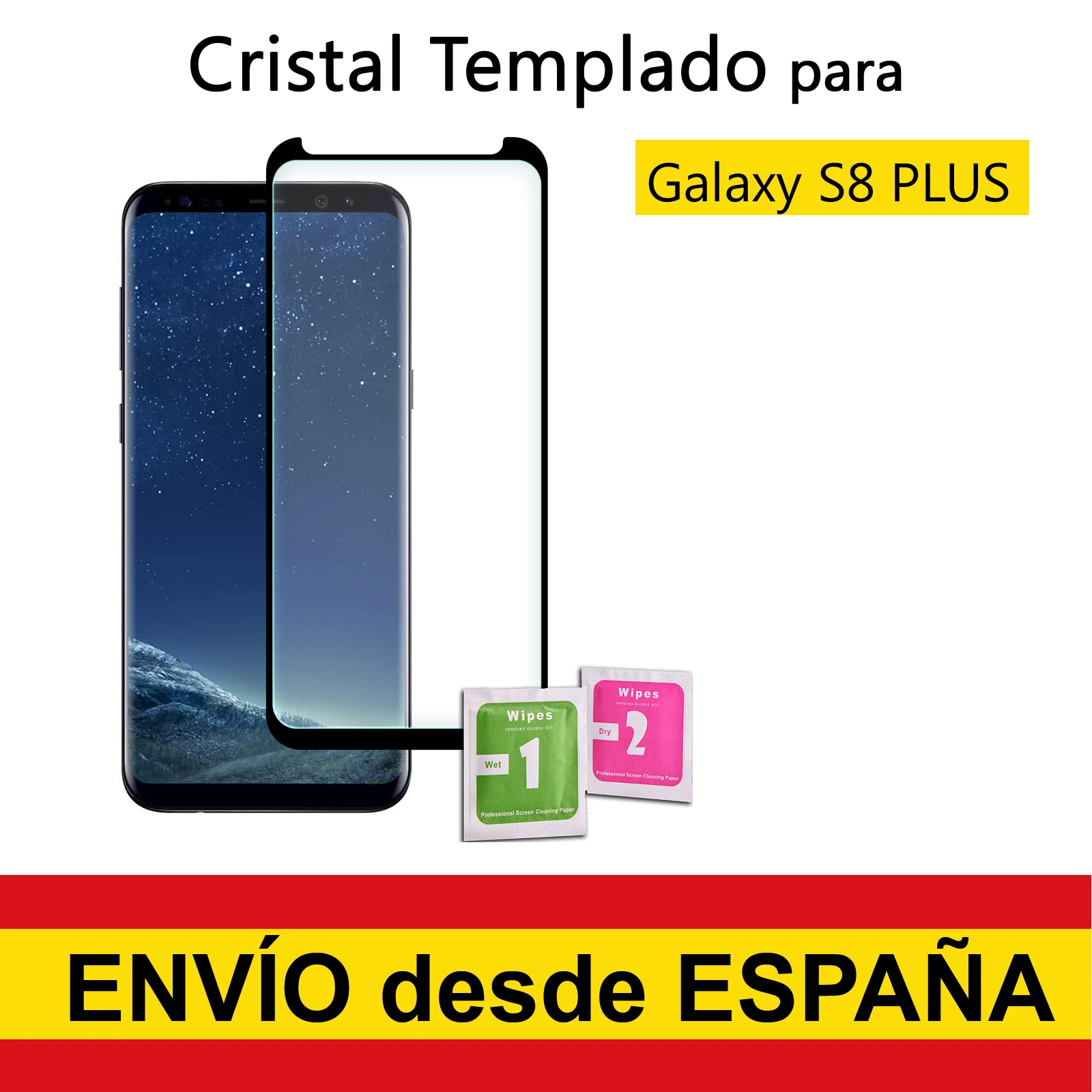 Tempered Glass Screen Protector for SAMSUNG GALAXY S8 PLUS Black Front Full Premium Quality 9H 0.33mm