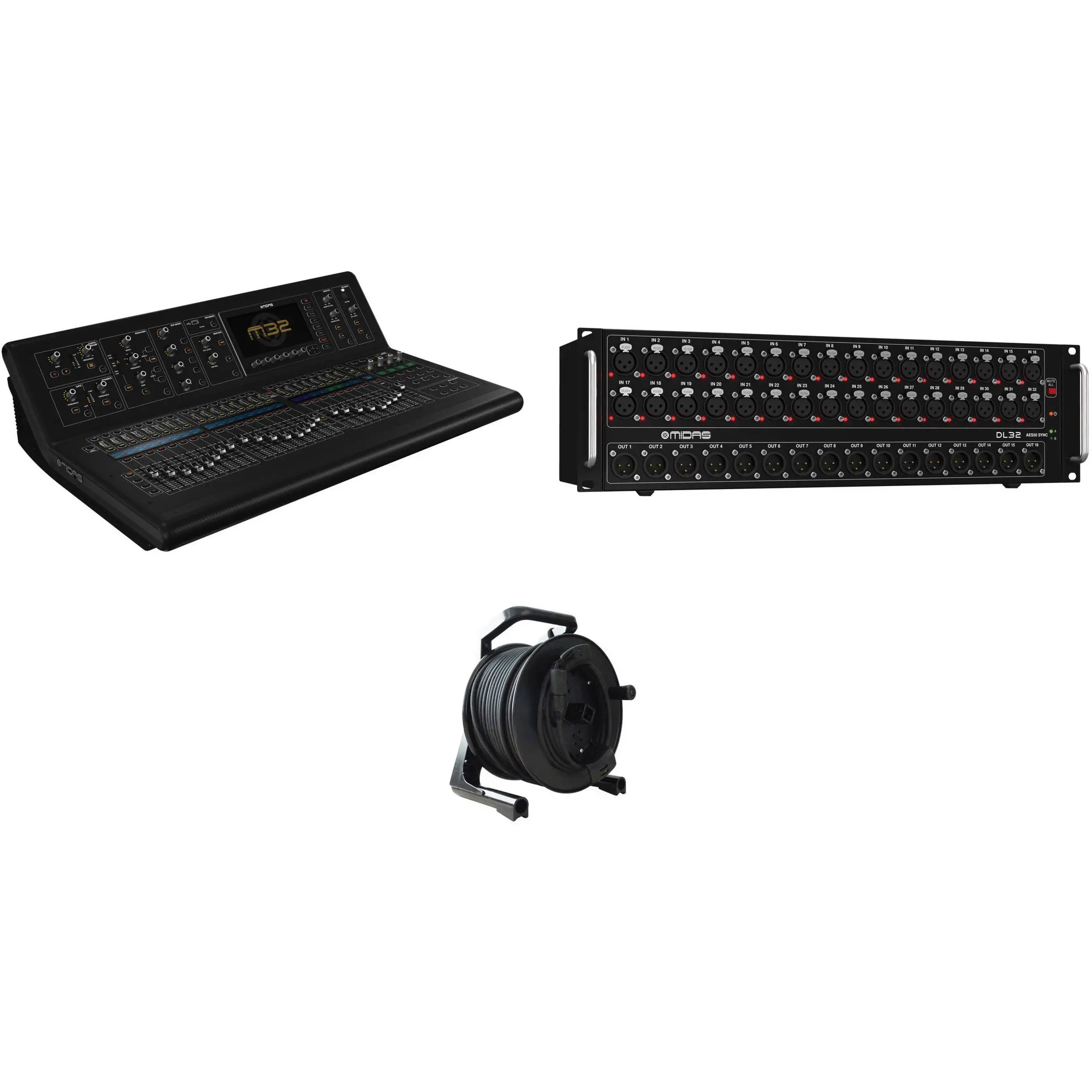 

T B Midas M32R Live Digital Mixer + DL32 Stage Box + 150' Cat5 Network Cable Spool