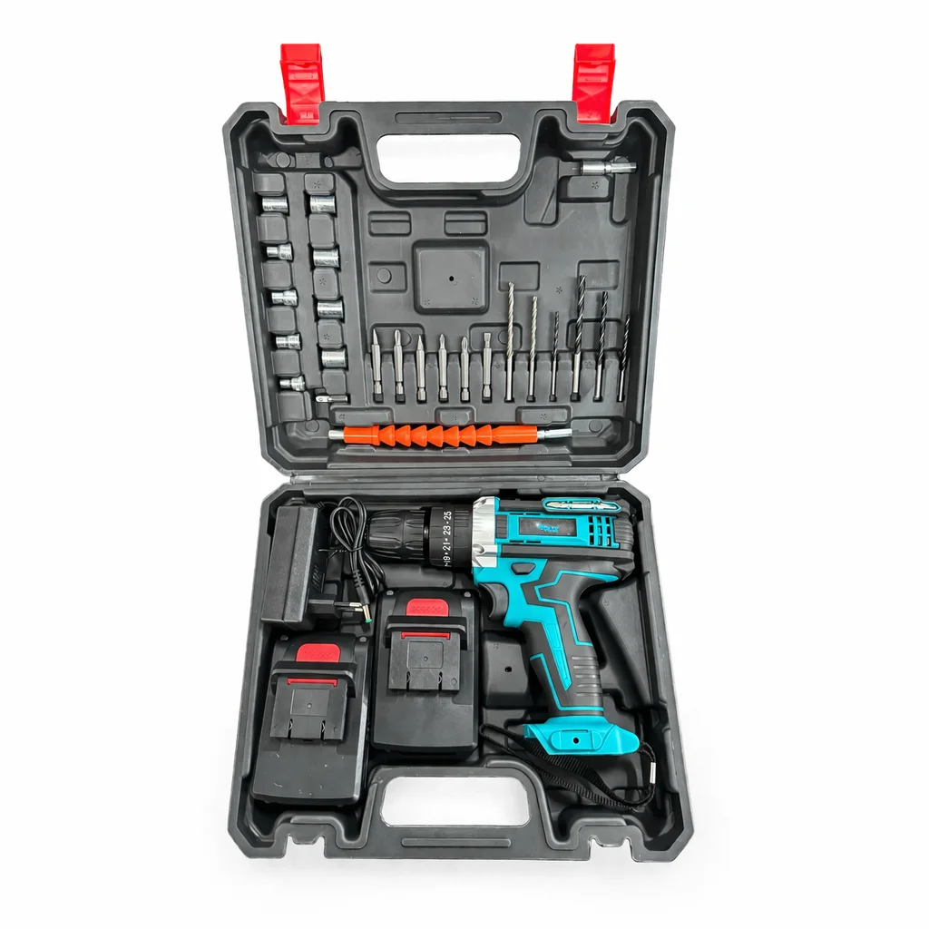 Taladro percutor inalámbrico con 2 baterías 21 V 1,5 Ah, ajuste de torque 25+3, 2 velocidades