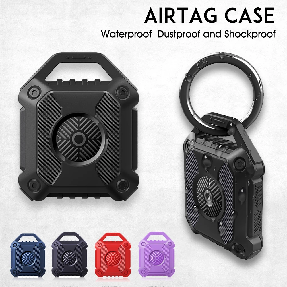 

For Apple Airtag Soft Silicone Waterproof Protective Case With Keychain Tank Armor GPS Anti-lost Shockproof Cover