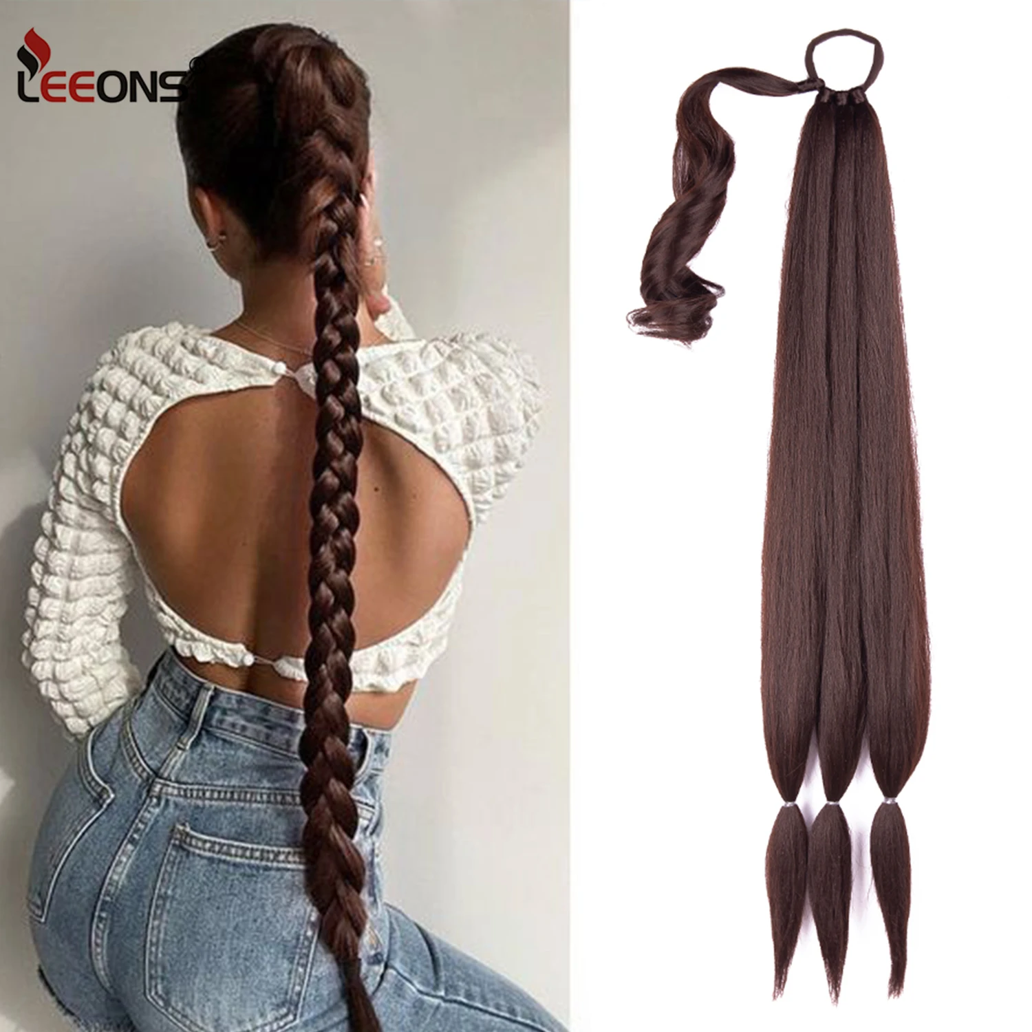 

Cheap Long Braided Ponytail Extension With Hair Tie Straight Wrap Around Hair Extensions Synthetic Braided Ponytail Extensions