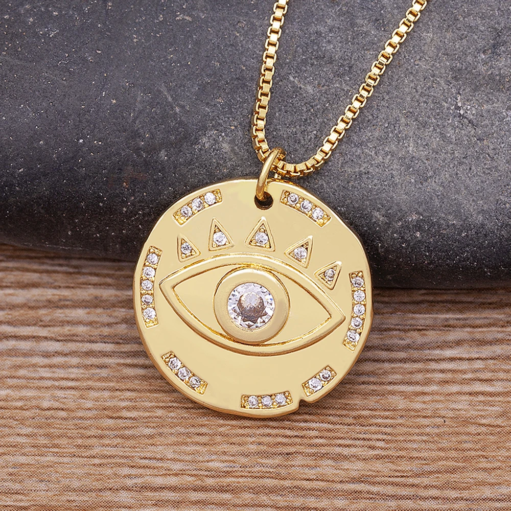 

AIBEF Never Fade Evil Eye Sparkling Necklace For Women Pendant Chokers Rhinestone Fine Jewelry Unusual Accessories Girls
