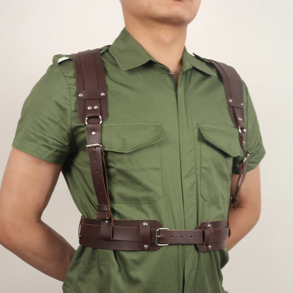 

Gay Gothic Punk Faux Leather Bondage Caged Men Body Chest Harness Rave Belts Exotic Apparel Sexy Costumes Sissy Lingerie For Men