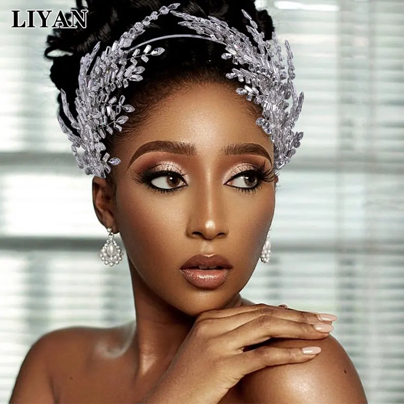 

LIYAN роскошная женская мода стразы повязка на голову Свадебные украшения для волос Корона невесты тиары Кристаллы Свадебные аксессуары для ...