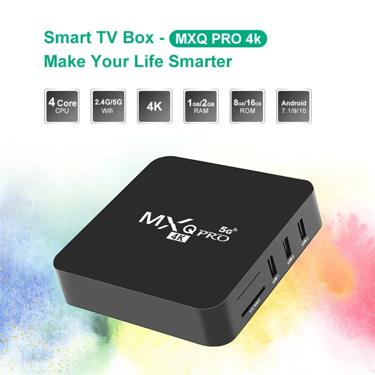 2022 Brasil Android TV Box MXQ PRO 4K Smart TV Box Android 10.0 RK3128 Media Player 1+8G com 2.4G&5G Wifi Set Top Box