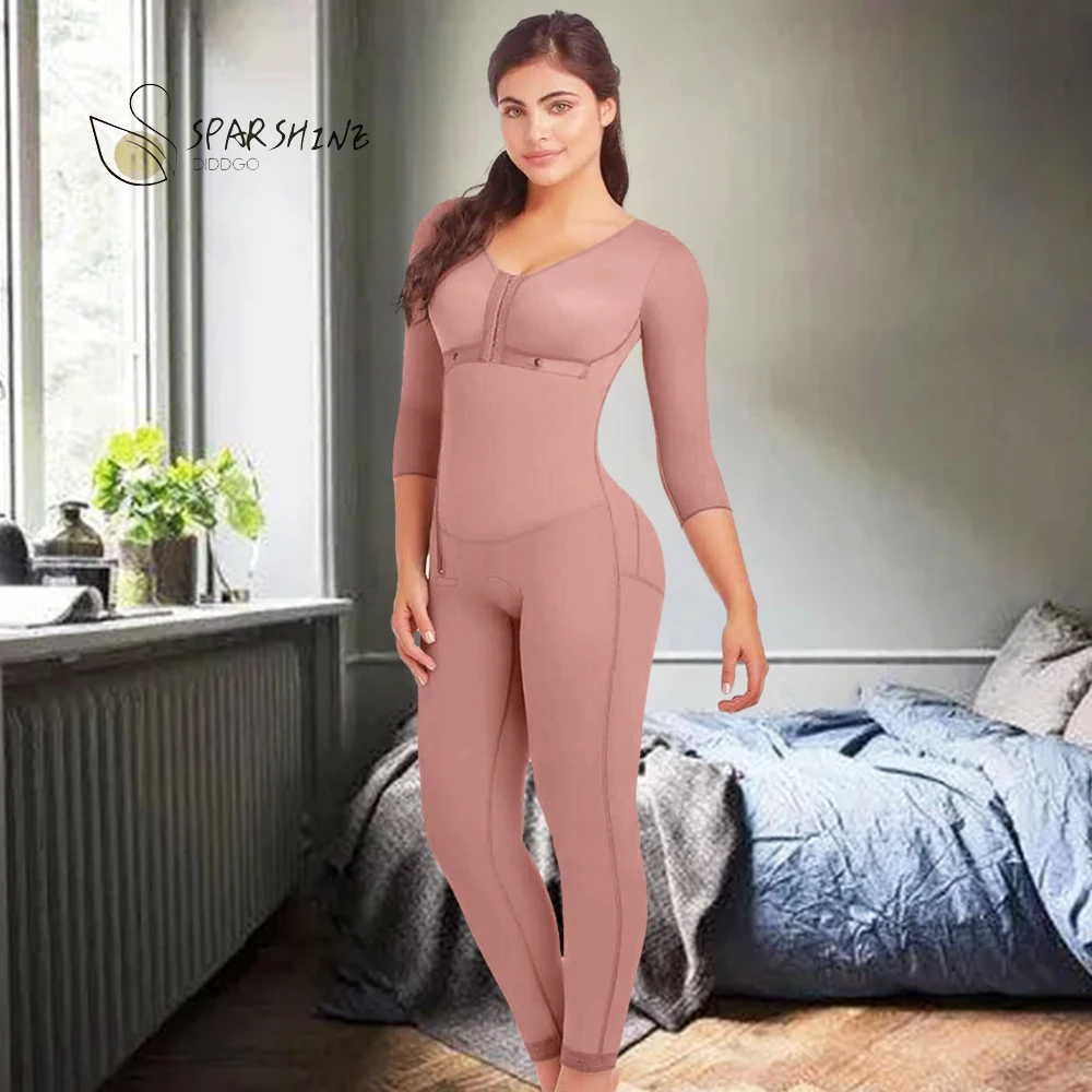 Женское корректирующее белье с длинным рукавом боди для похудения и на молнии