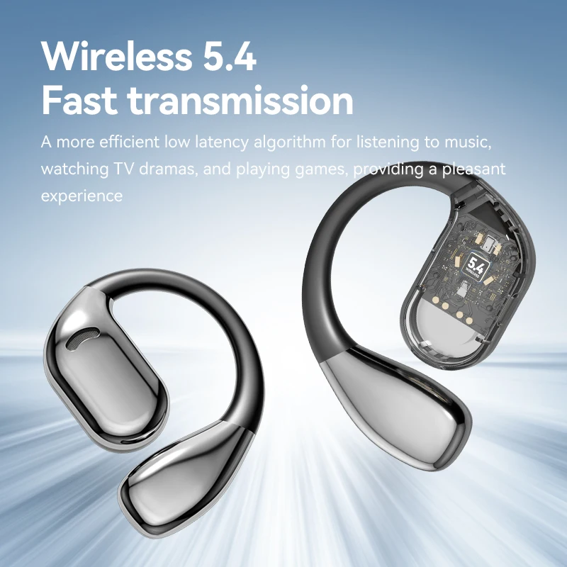 Наушники-крючки TWS Bluetooth 5.4 с костной проводимостью шумоподавлением на открытом