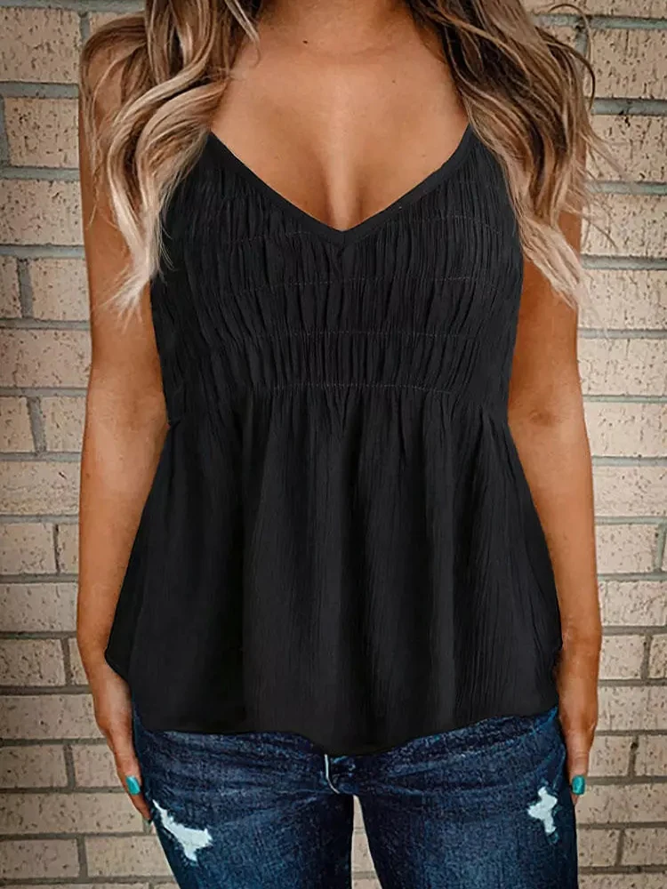 

Ruffled Smocked Open Back Camisole y2k Clothes Ropa Mujer Corset Top Tops Women Top Mujer Vetement Femme Summer Clothes