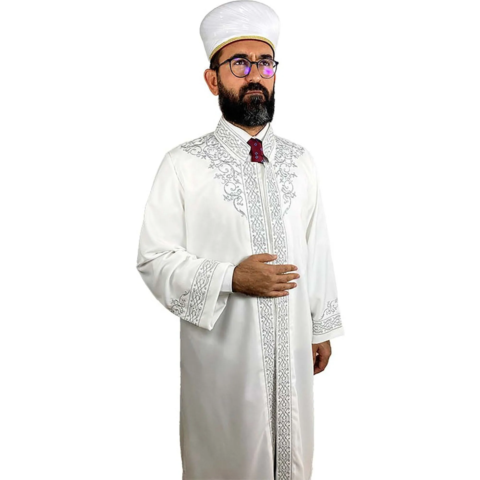 White Silver Imam Robe, Islamic Clothe, Praying Cubba Male, Muslim Prayer Dress, Tradition Religious Arabic Fashion, Taqwa Style