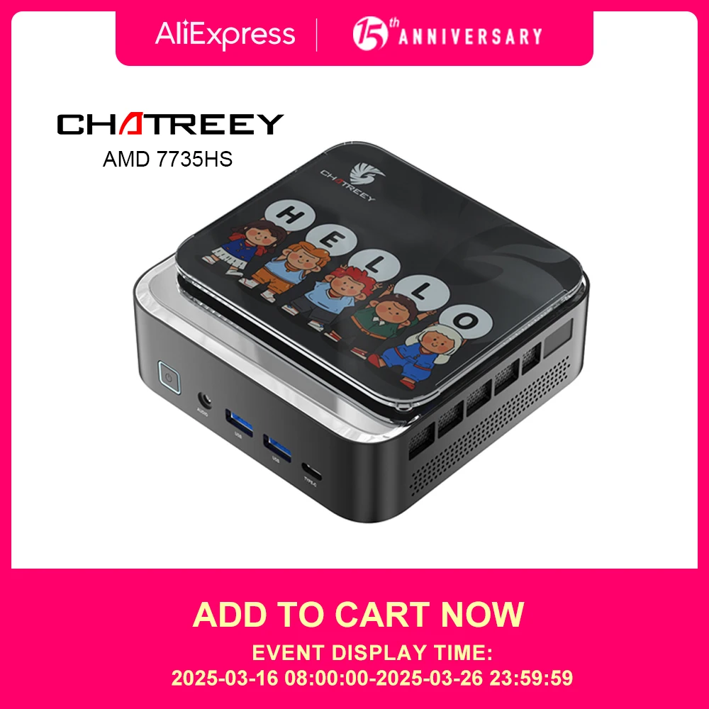 Фото Chatreey AN3P Mini PC R7 7735HS 680M Игровой настольный компьютер с Wi-Fi 6/Bluetooth 5.2//HDMI/DP №1