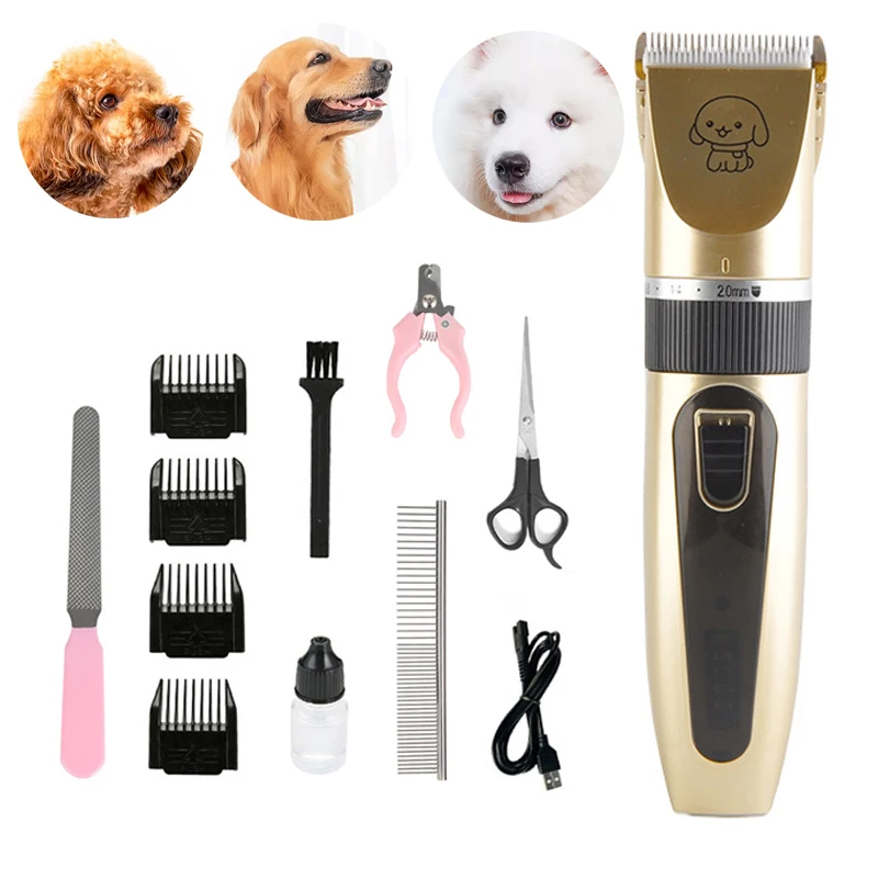 

Electrical Pet Clippers Dog Hair Trimmer Cat Grooming Hair Clipper Recharge Pet Shaver Comb Scissor Set Profession Supplies