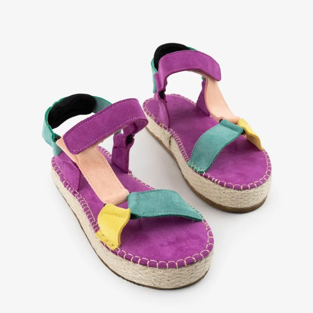 

Poshnmore Maneby Genuine Leather Suede Band Flat Sole Women Sandals Purple Apricot Orange Black Green Beige Ankle Strap Comforta