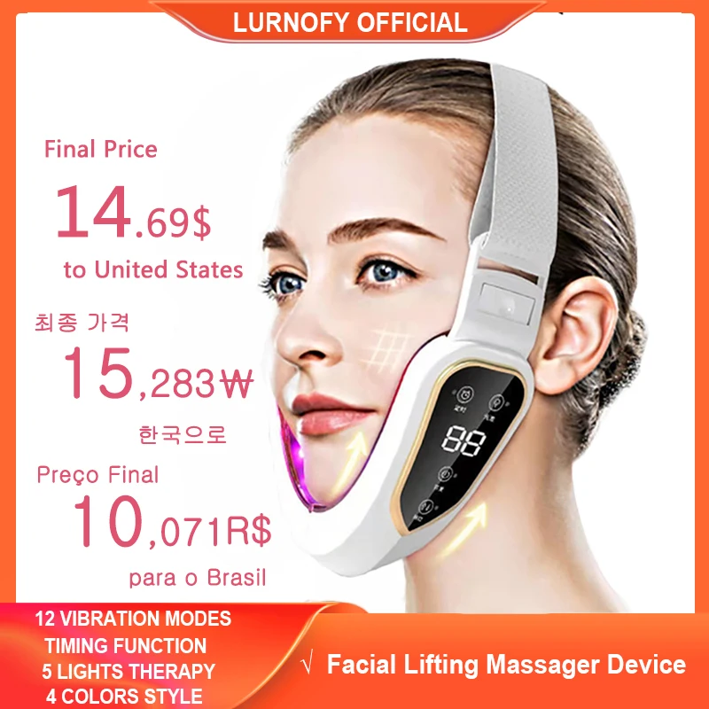 Микротоковая V форма лица лифтинг EMS массажер для похудения двойной подбородок