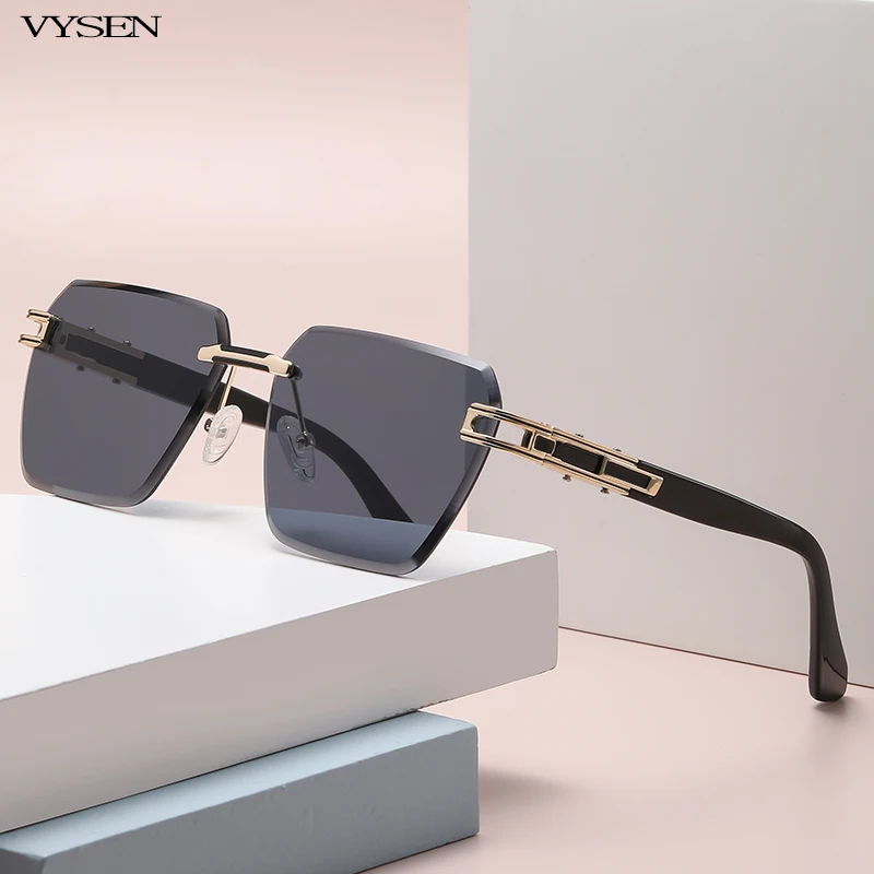 

Солнцезащитные очки без оправы Uv400 для мужчин и женщин, модные роскошные дизайнерские многоугольные квадратные солнечные очки без оправы в ...