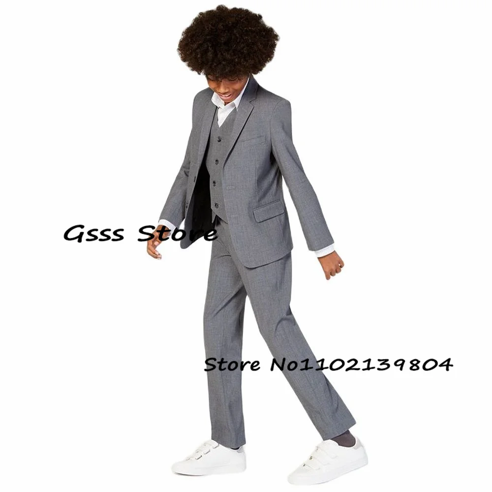 Enlarge Boys Formal Suit 3 Piece Wedding Tuxedo Party Blazer Pants Vest Summer Slim Fit Jacket Kids комплекты для маленьких мальчиков