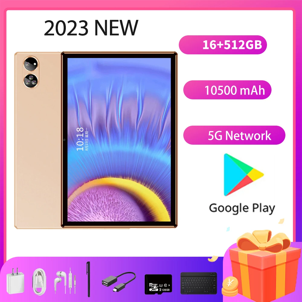 

10.1 inch Tablet 8Core Android 13.0 supports Google Store 16GB+512GB Wireless Bluetooth SIM card with stylus cover