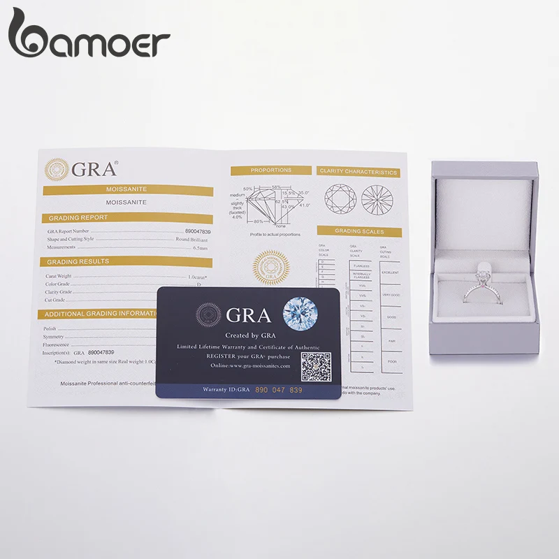 Bamoer – boucles d'oreilles en diamant plaqué platine pour femmes, 1.0 CT D couleur VVS1 EX Moissanite S925