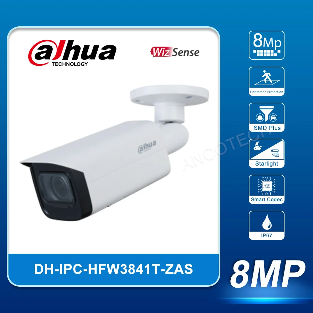 

Dahua IPC-HFW3841T-ZAS 8MP IR Vari-focal Bullet WizSense Network Camera IP67 Motion Detection IP Camera