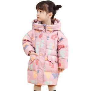 Imported Winter Girls Boys Puffer Jackets Warmth Waterproof Child Long Down Coats Cartoon Kids Snow Outfits B