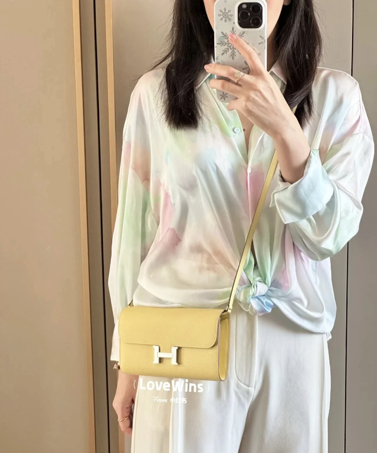 Длинный КошелеК Aimajia Kangkang С Рисунком Ладони Из НатуральНой Кожи Курино-желтого