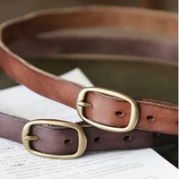 2 2cm oval solid buckle womens vintage full grain thick leather belt handmade top quality casual jeans belt formal brown belt