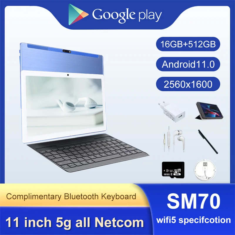 Android 10 16GB RAM 1TB GB ROM 11inch 4k HD Screen tablet 5G Dual SIM Card or WIFI with Bluetooth keyboard Global version