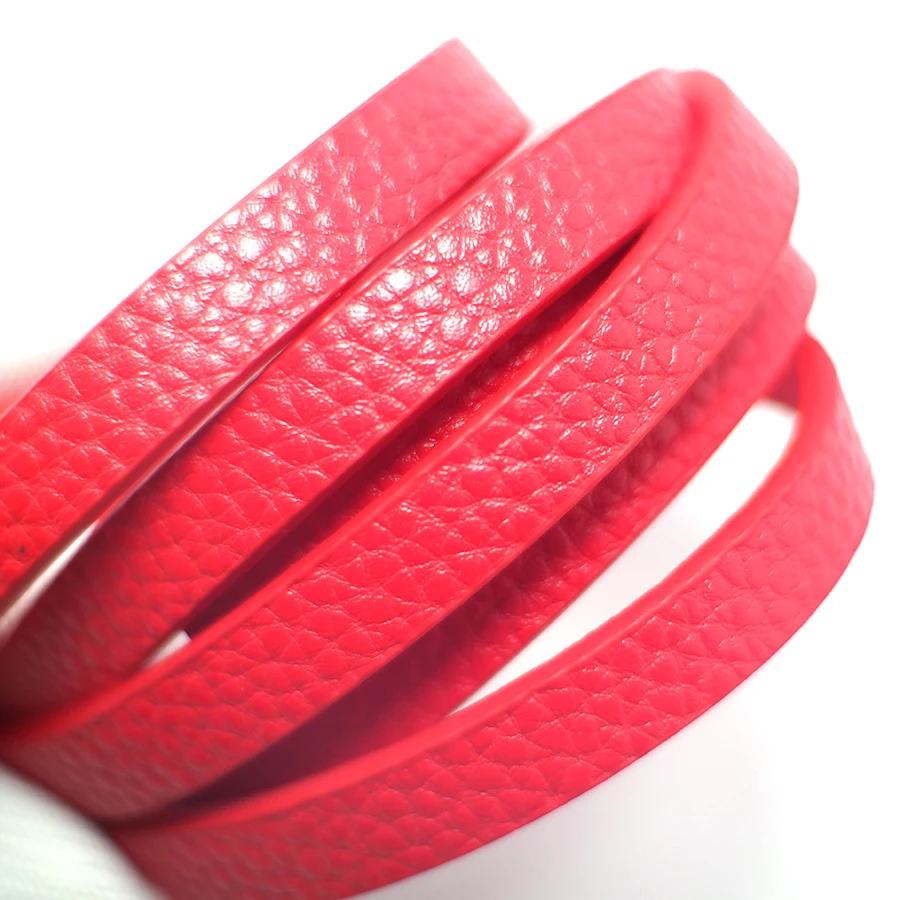 

1.15m Red Soft Leather Cord,Litchi Texture 9x3mm Leather Strips,Leather Belt Bag Handle,Waist Chain Key Chain Bracelet Making