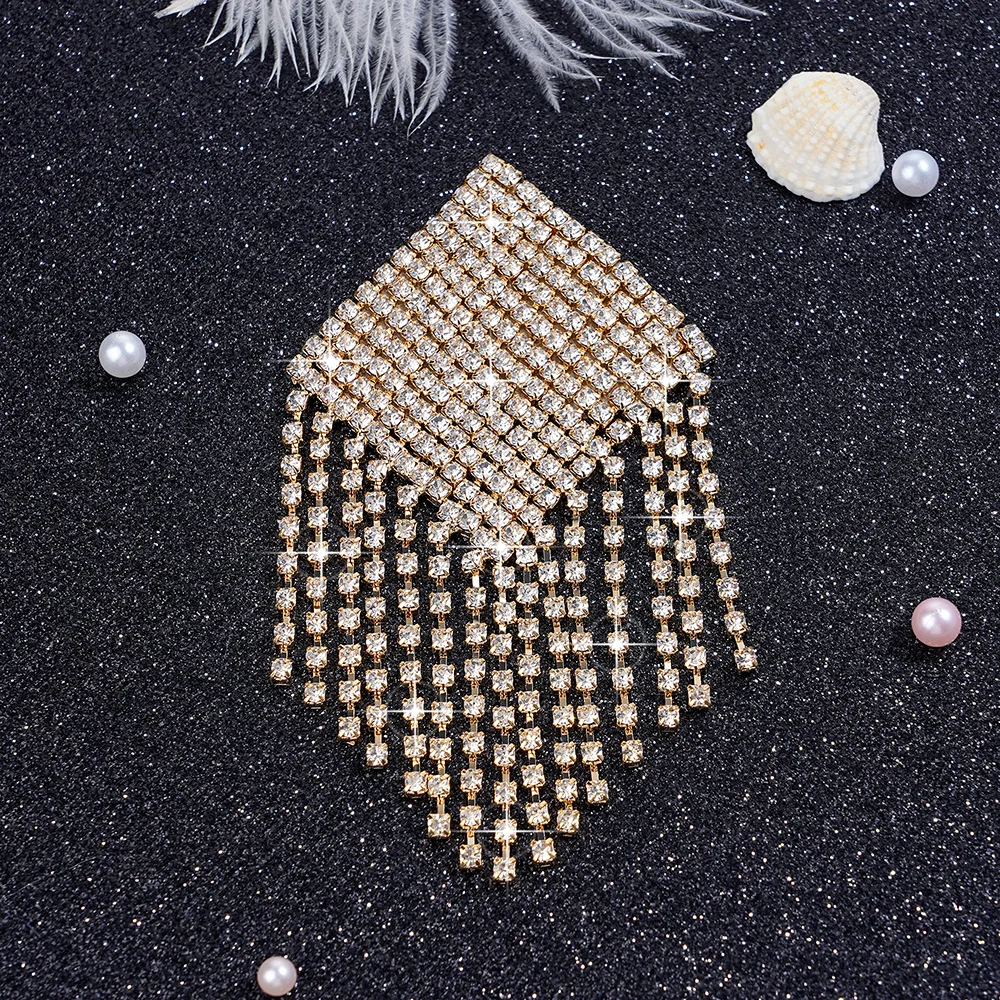 Fashion Women Metal Rhinestone Nipple Cover Sexy Tassel Nipple Pasties Reusable Adhesive Breast Wear Party Nipple Accessories