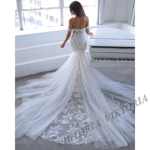 VIKTORIA Delicate Trumpet Wedding Dresses Mermaid For Women Bride Off Shoulder Appliques Tulle Vestidos De Novia Custom Made