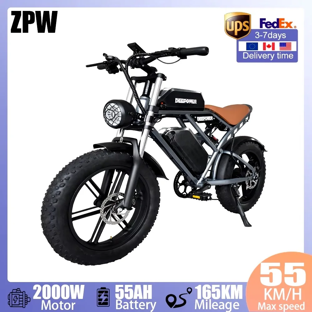 Электрический велосипед ZPW S7 2000 Вт 48 В 55 Ач 20 дюймов