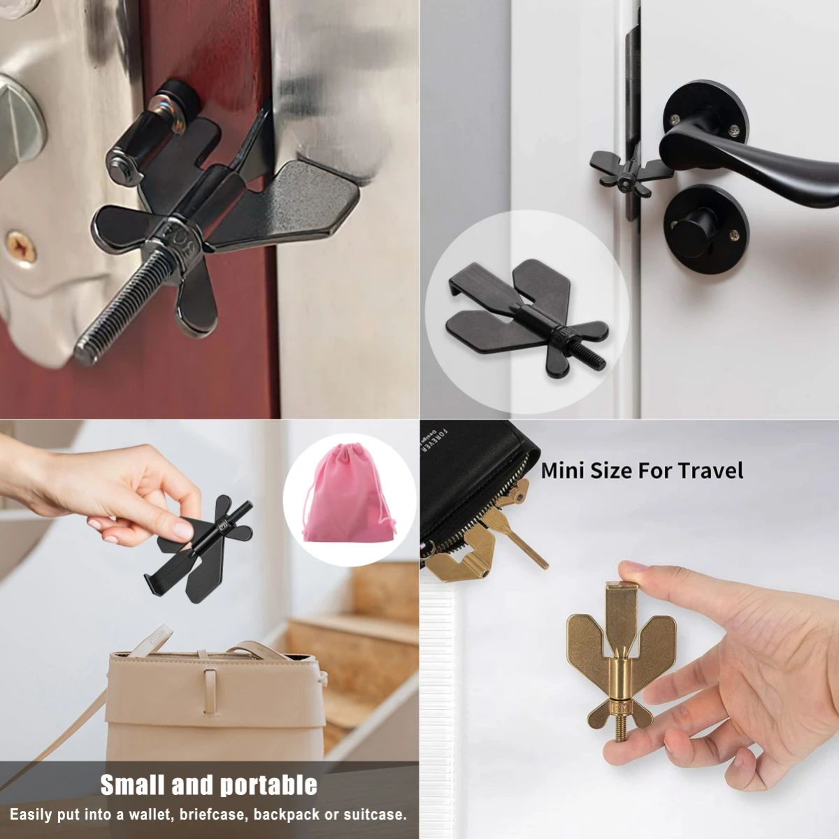 

Door Lock Security for Travel | Heavy Duty Portable Door Lock Stoppers | Hotel Door Jammer Home Security Lock Latch Device Apart