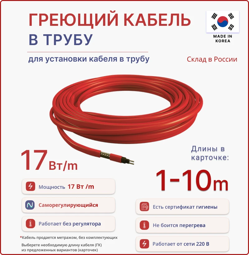 Греющий кабель мощность на 1. Греющий кабель мощность на 1