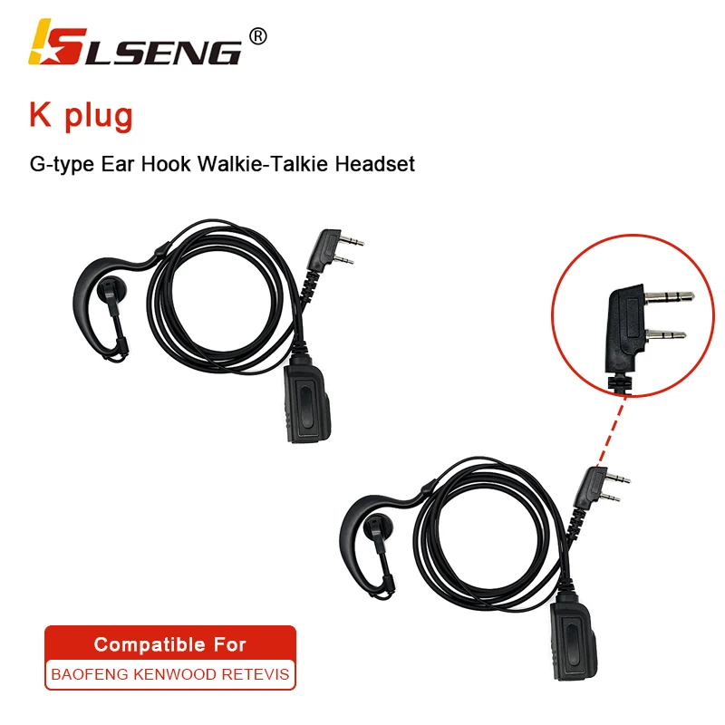 LSENG Walkie Talkie Headset K Plug PTT Microphone Compatible with Baofeng UV5R 888S Retevis H-777 Kenwood Two-way Radio