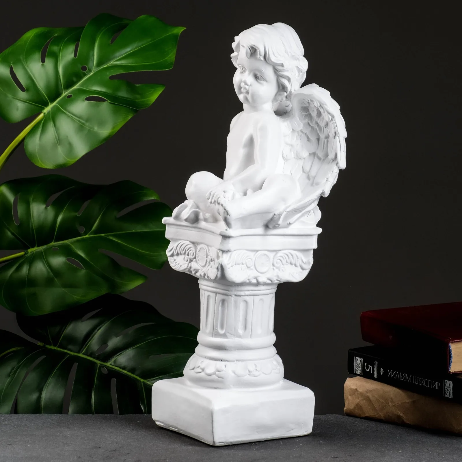 Фигура &quotАнгел на пьедестале&quot белый 15х15х42см