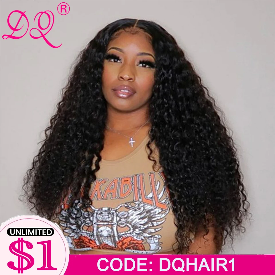 Synthetic Wigs Long Afro Kinky Curly Hair 13x4x1 T Part Lace Front Wig For Black Women Heat Resistant Fiber Ombre Daily Cosplay