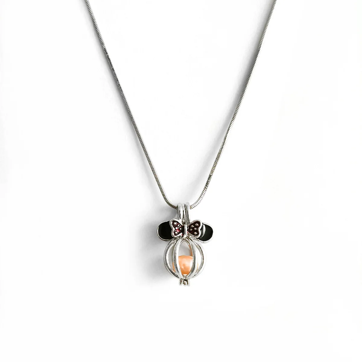 

Mini Mouse Cage Pendants Pearl Holder Akoya Pearl Locket Bowknot