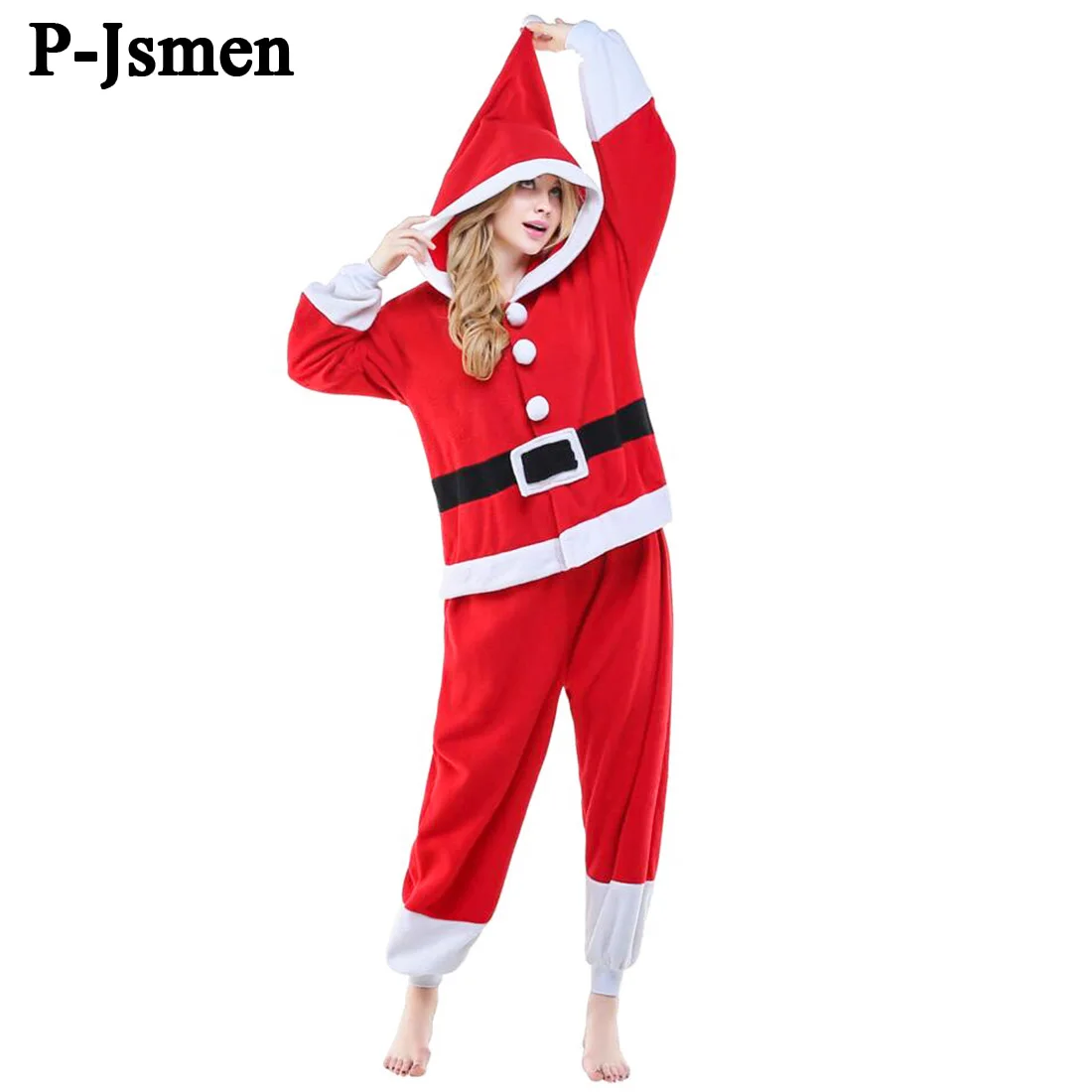 Купи P-Jsmen Christmas Anime Cosplay Cartoon Santa Claus Costume Piece Pajamas Couple Outfit home Clothing Costume Suit For Adults за 2,162 рублей в магазине AliExpress