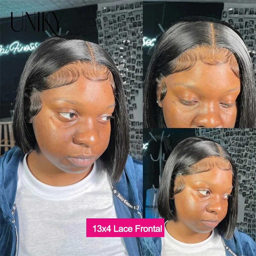 Короткий прямой парик Боб парики из человеческих волос плотность 150%