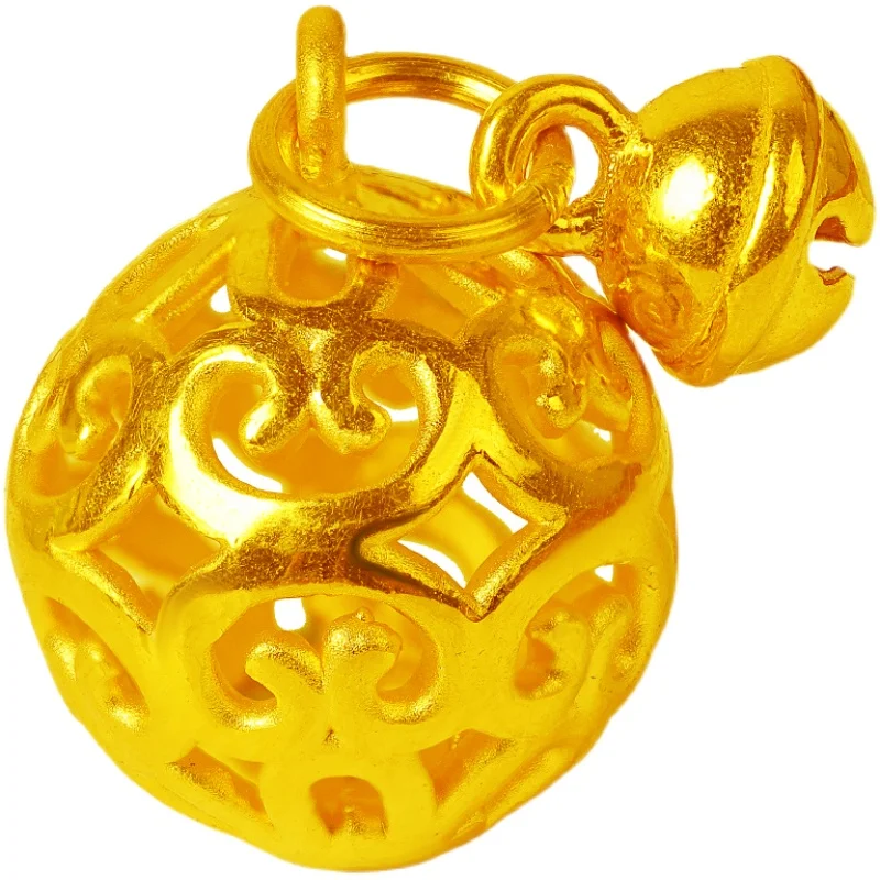 

Pure 24K Yellow Gold Pendant 999 Gold Hollow Bell Necklace Pendant For Women