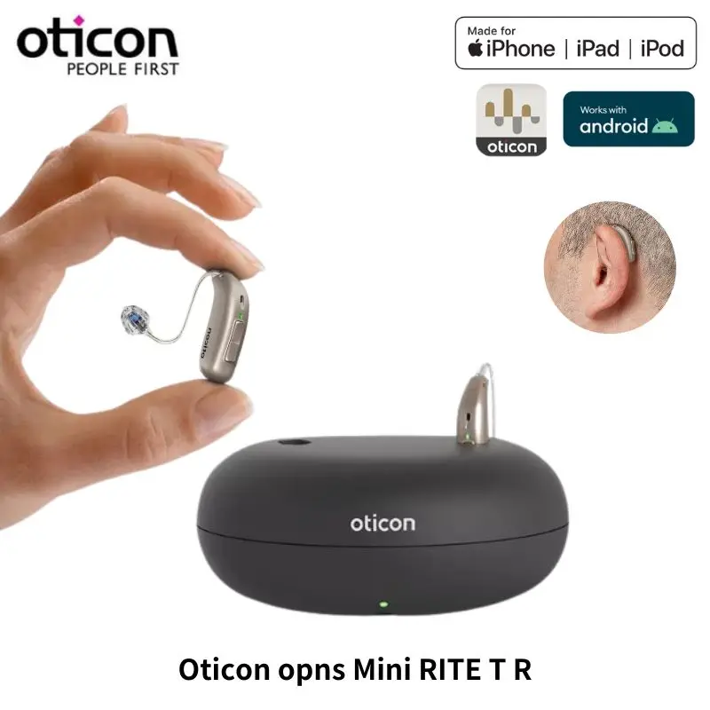 Oticon Opns 1 2 3 MiniRITE T R Слуховой аппарат Программируемый RIC Bluetooth Перезаряжаемый