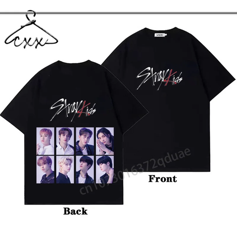 

2023 Stray Kids Футболка Модные фанаты Хлопковая футболка в стиле хип-хоп Харадзюку Крупногабаритная уличная одежда с принтом с коротким рукавом Унисекс Летняя блузка
