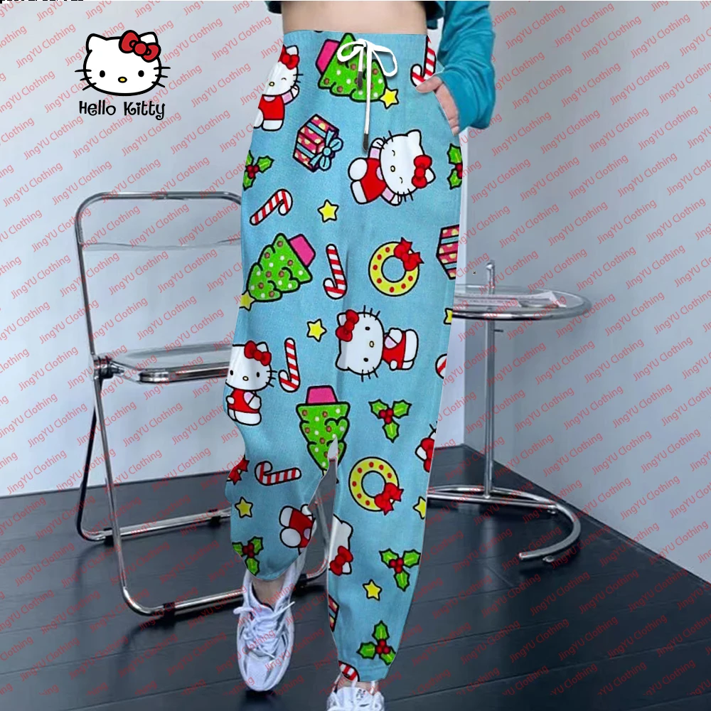 

Christmas Hello Kitty loose trousers anime girl heart female sweatpants home outdoor universal for male and female babies