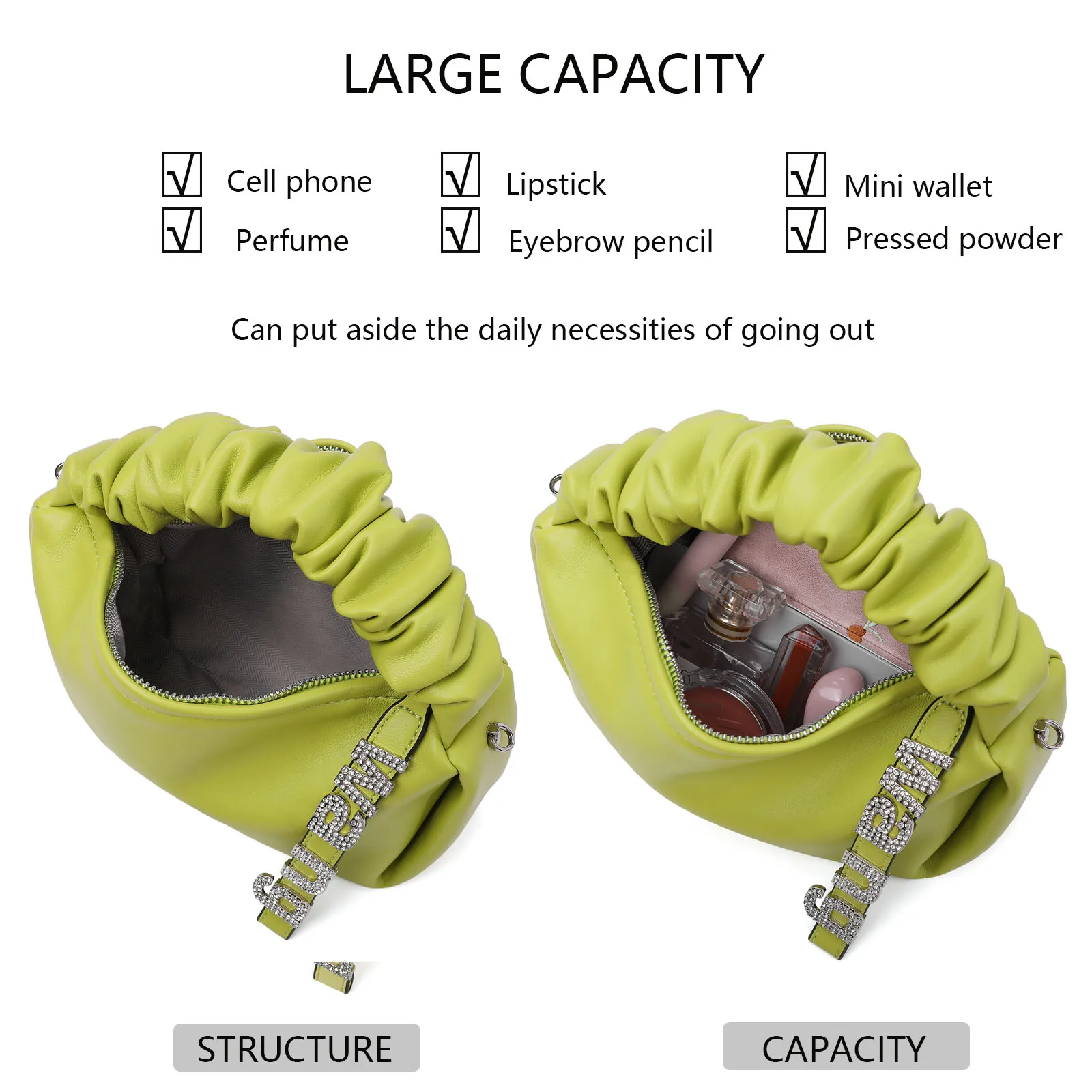 New Arrive Small Shoulder Handbag for Women Soft Crossbody Bag  Designer Pleated Pouch  Lightweight Clutch Purse