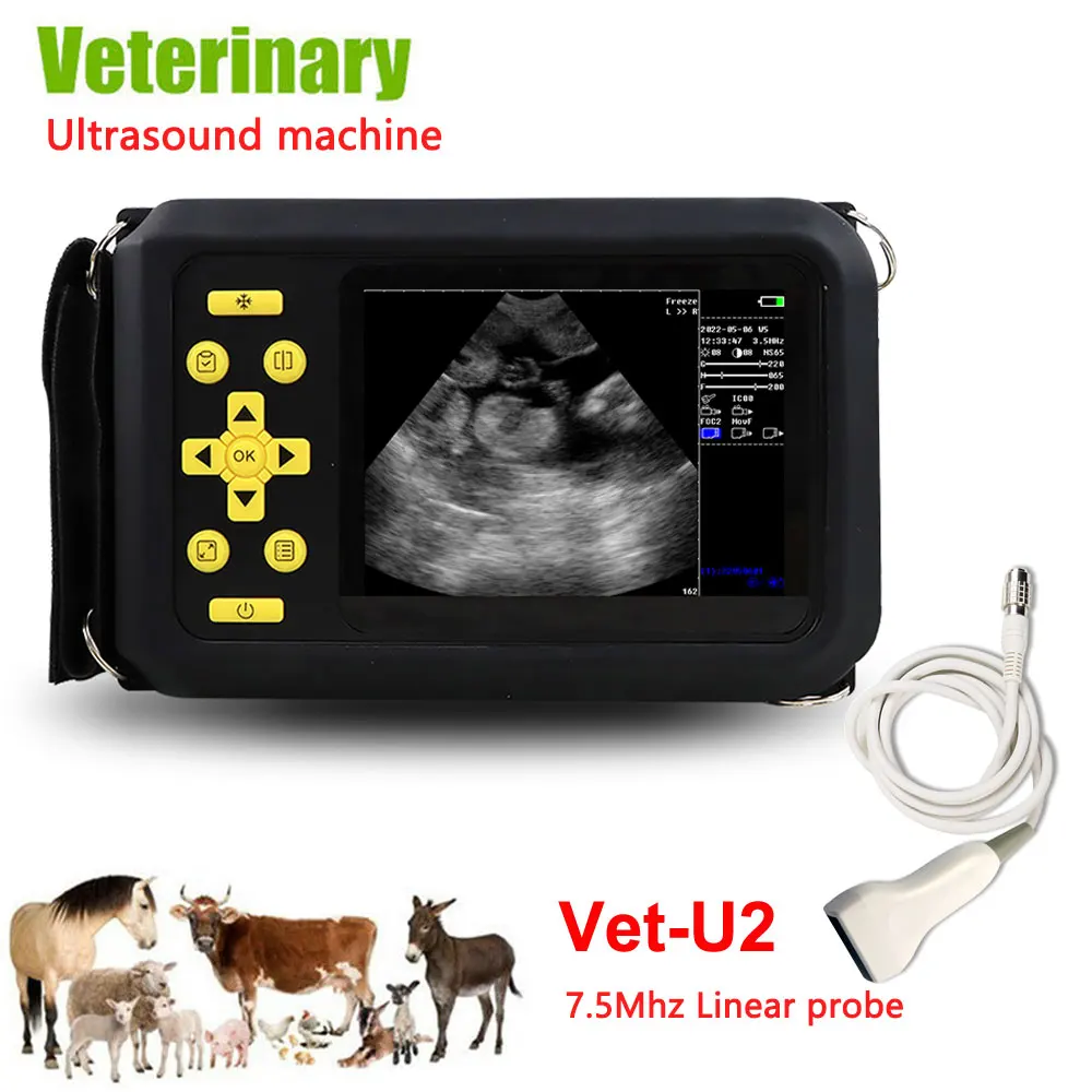 

7.5Mhz Portable Veterinary Ultrasound Scanner Livestock Ranch Farm Pig Sheep Cow Horse 5.6'' Screen Pregnancy Ultrasound Machine