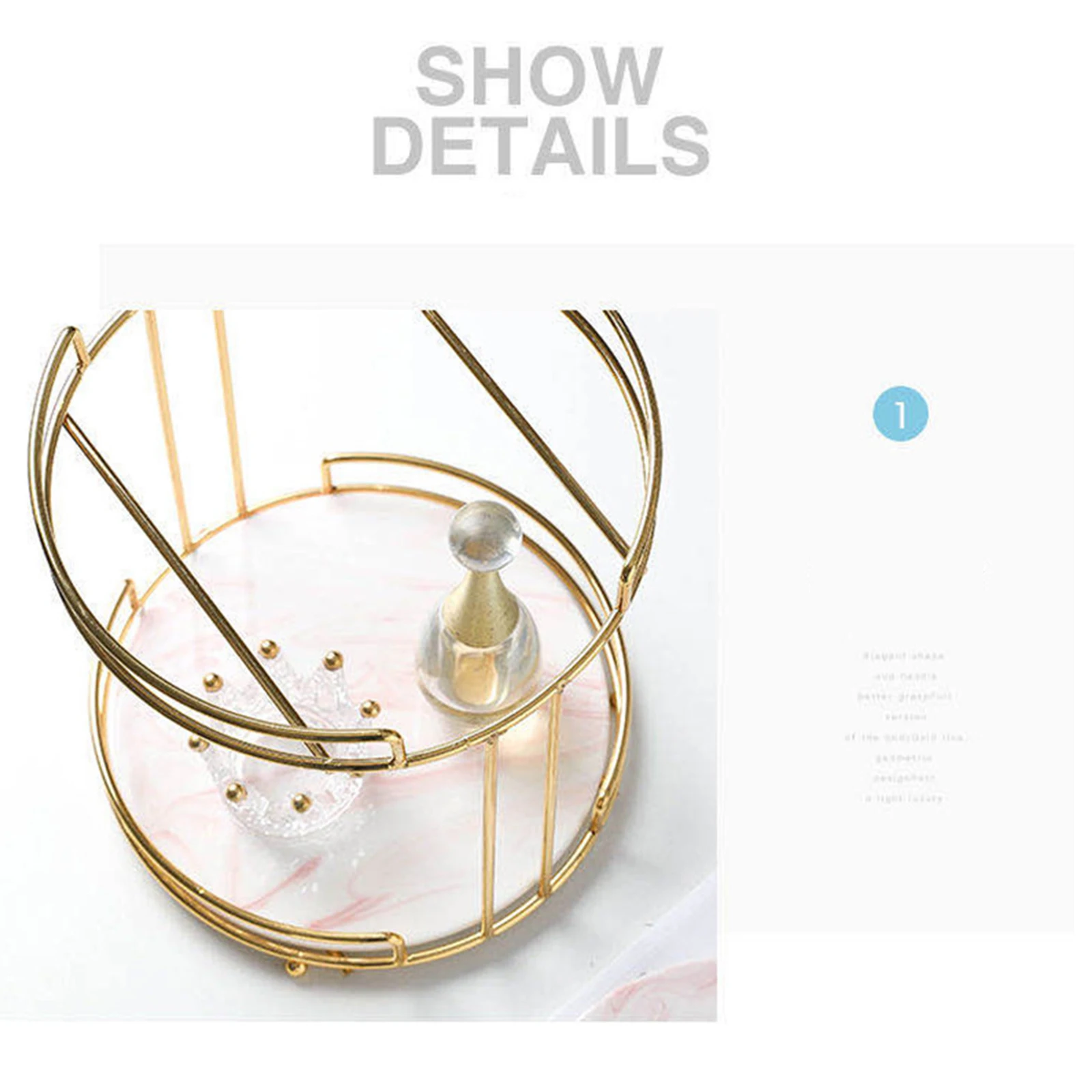 Органайзер для макияжа из серого мрамора - Двухслойная железная полка с