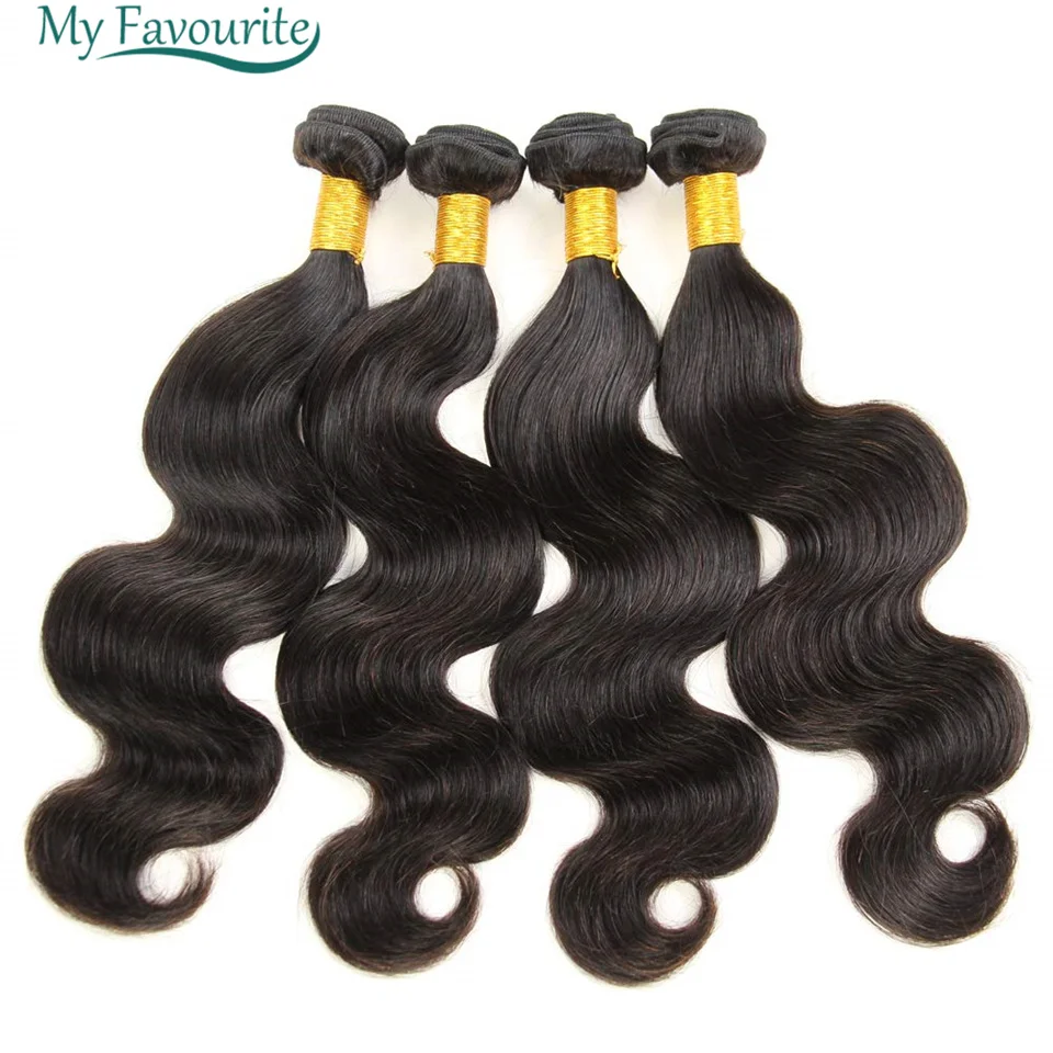 Body Wave Bundles For Women Human Hair  Virgin Brazilian Human Hair 4 Bundles Extension Natural Black Color 100% Remy Hair