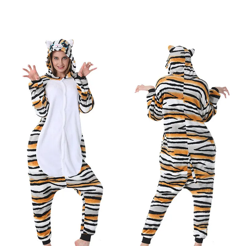 Family Kigurumi Pajamas Oragne and Grey 3 Colors Cat Animal Onesie Cosplay Costume Pajamas For Kids and Adults With Slippers