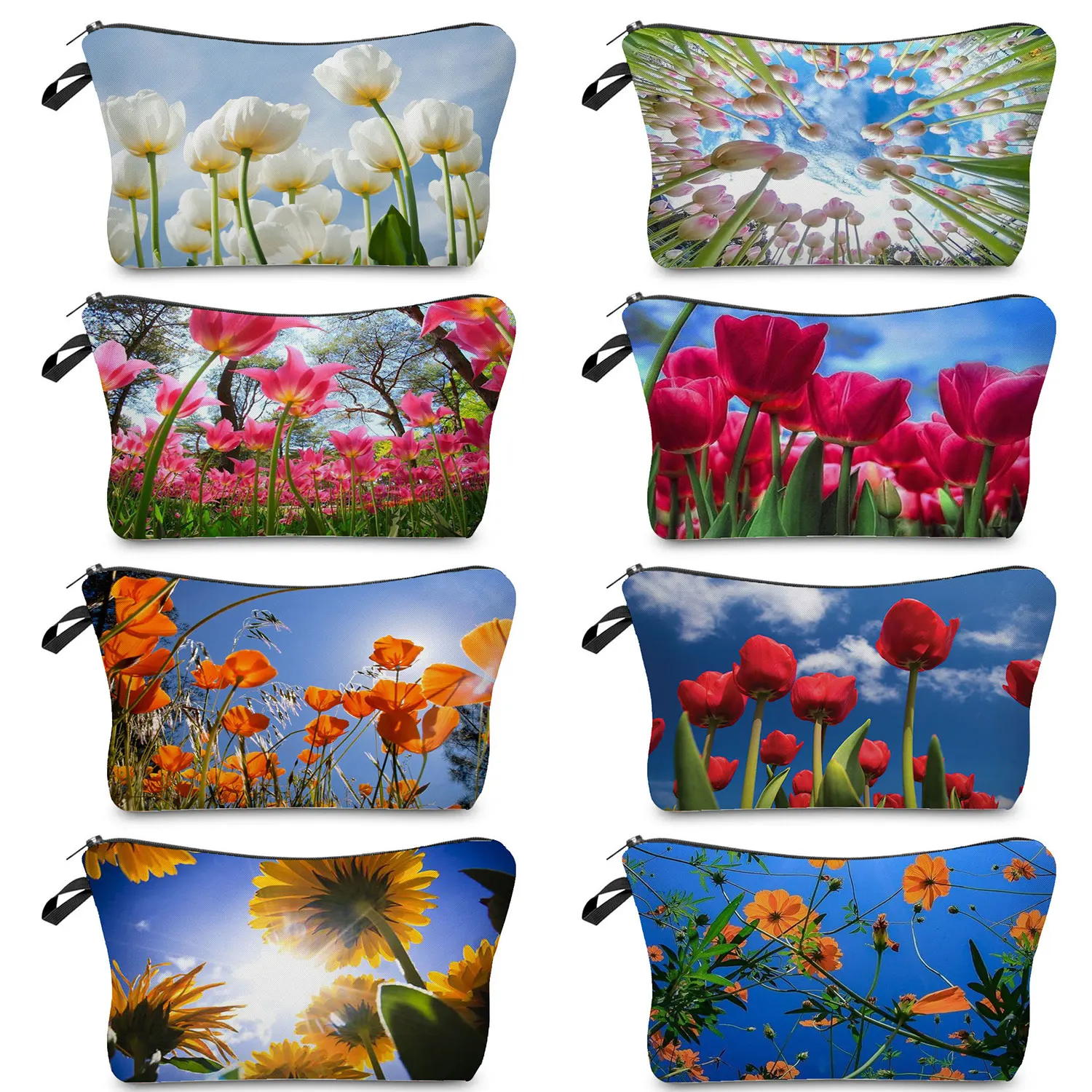 

Floral Plant Outdoor Customizable Toiletry Kit Tulip Print Women's Cosmetic Bag Travel Organizer Toiletry Bag Ladies Makeup Bag