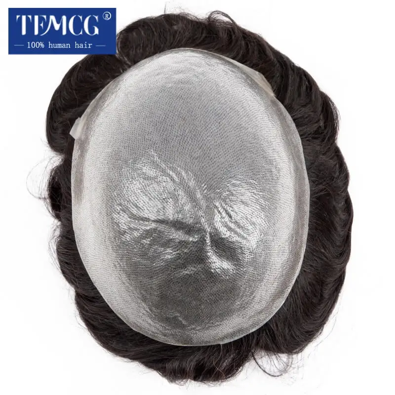 Clearance Toupee Men 0.06-0.08mm PU With Invisible Knots Wigs For Men Durable Male Hair Prosthesis 100% Natural Human Hair Wig